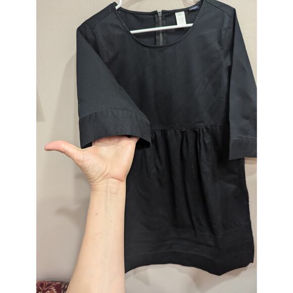 Women's Gap black linen summer dress w/ 3/4 length sleeves & pockets size 10 - Picture 4 of 9